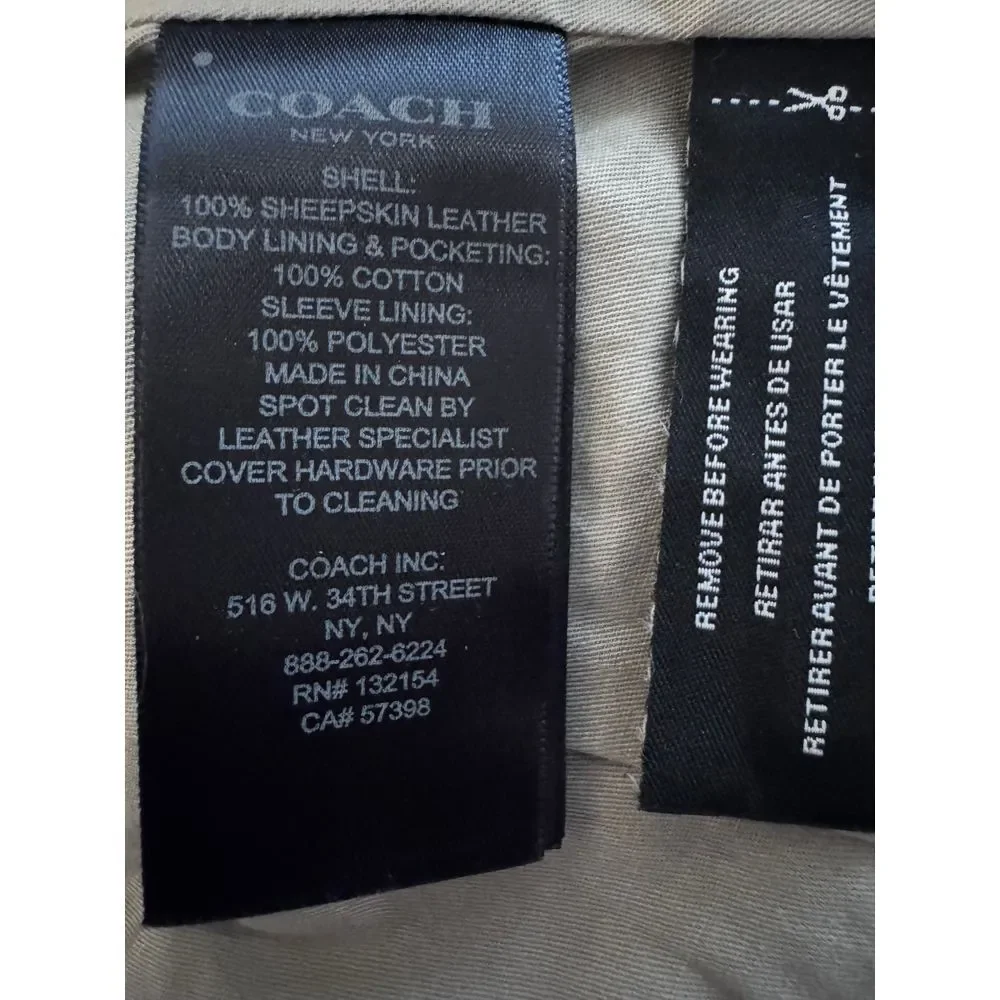 Coach Black Leather Jacket XS Bomber Moto‎ NWT